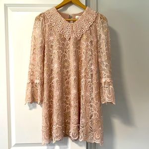 Gold thread lace dress